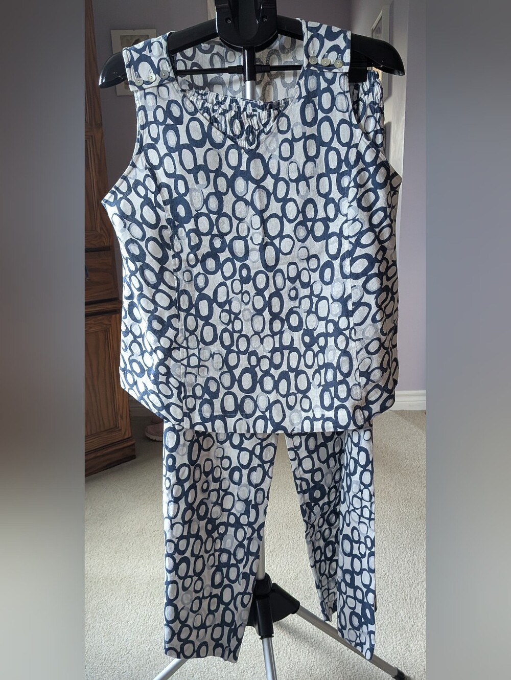 Habitat Blue & White Printed Capris Set
